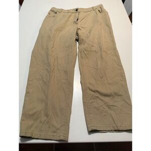 Woman Within Pants Womens 18WP Tan Classic Fit Straight Leg Cotton Khaki Twill